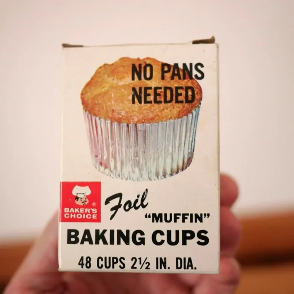 Vintage Baker's Choice Foil Paper Muffin Cupcake Foil Baking Cups Original Box